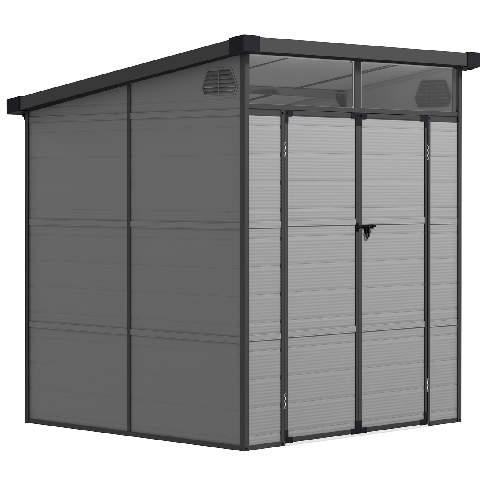 6 X 6ft Plastic Garden Shed With Windows And Air Vents | Light Grey