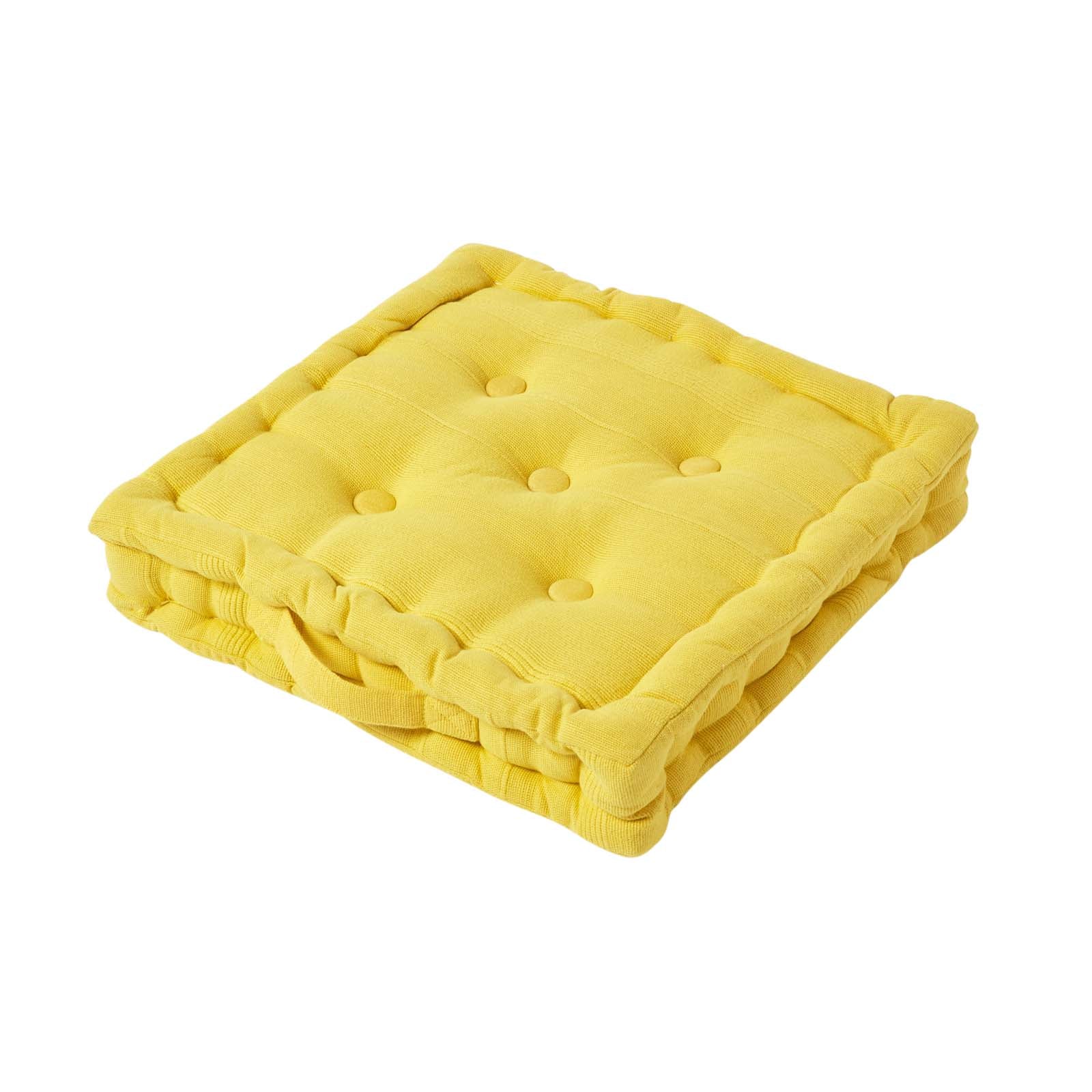 Rajput Ribbed Cotton Floor Cushion | 40cm x 40cm | Yellow