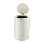 8l Stainless Steel Step-on Trash Can With Lid, Cream White, For Home, Bathroom, And Toilet Use