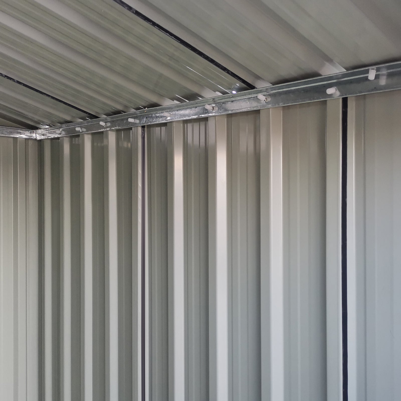 Outdoor Metal Storage Shed With Sliding Door Sloped Roof | Grey