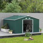 Garden Shed Storage Unit With Locking Door Floor Foundation | Large | Forest Green