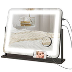 Dimmable Lighted Makeup Mirror With Magnifier, Usb Port