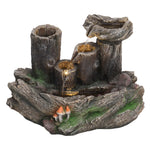 Solar Powered Resin Log Water Fountain