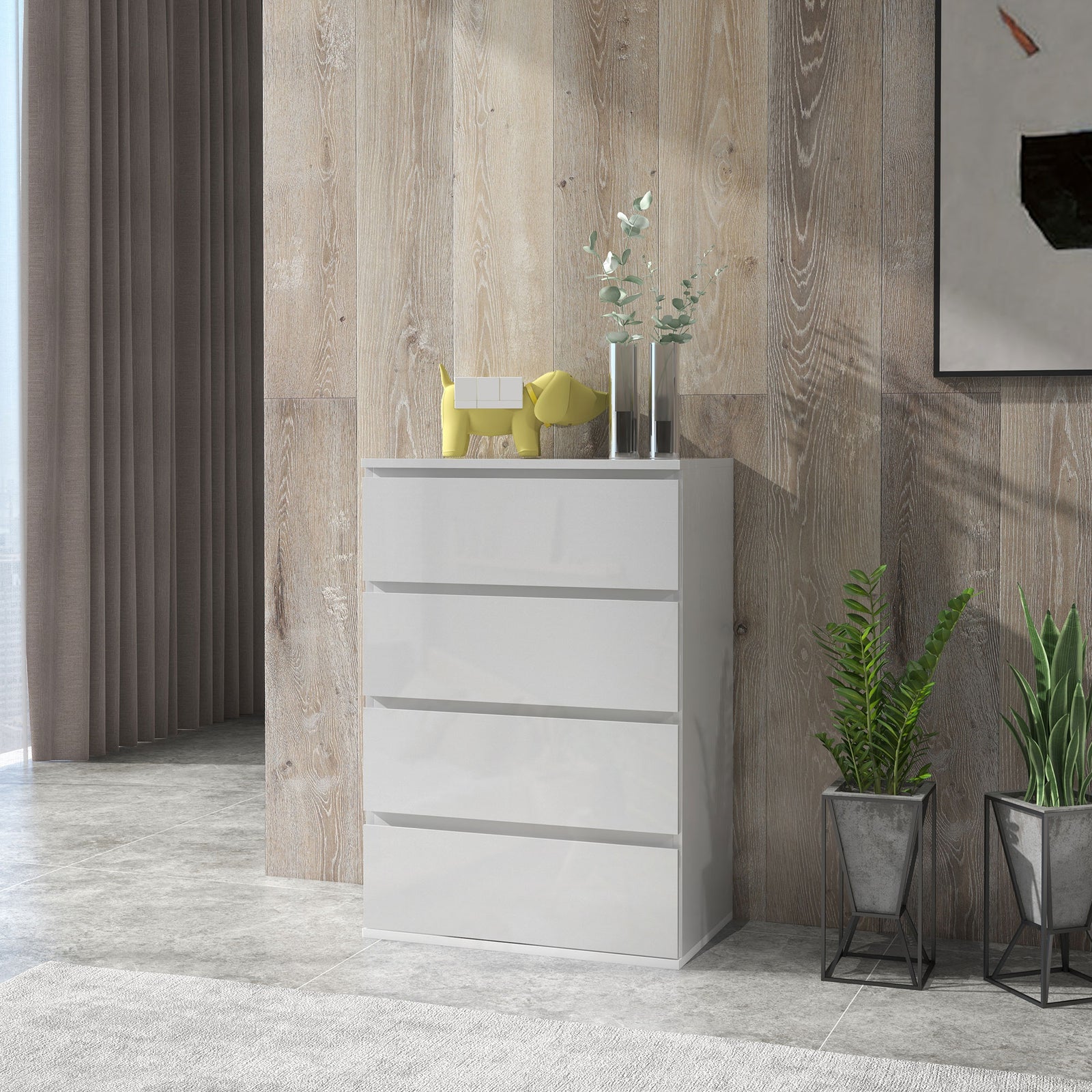 4/5 Drawer Bedroom Chest Of Drawers High Gloss | Medium | White