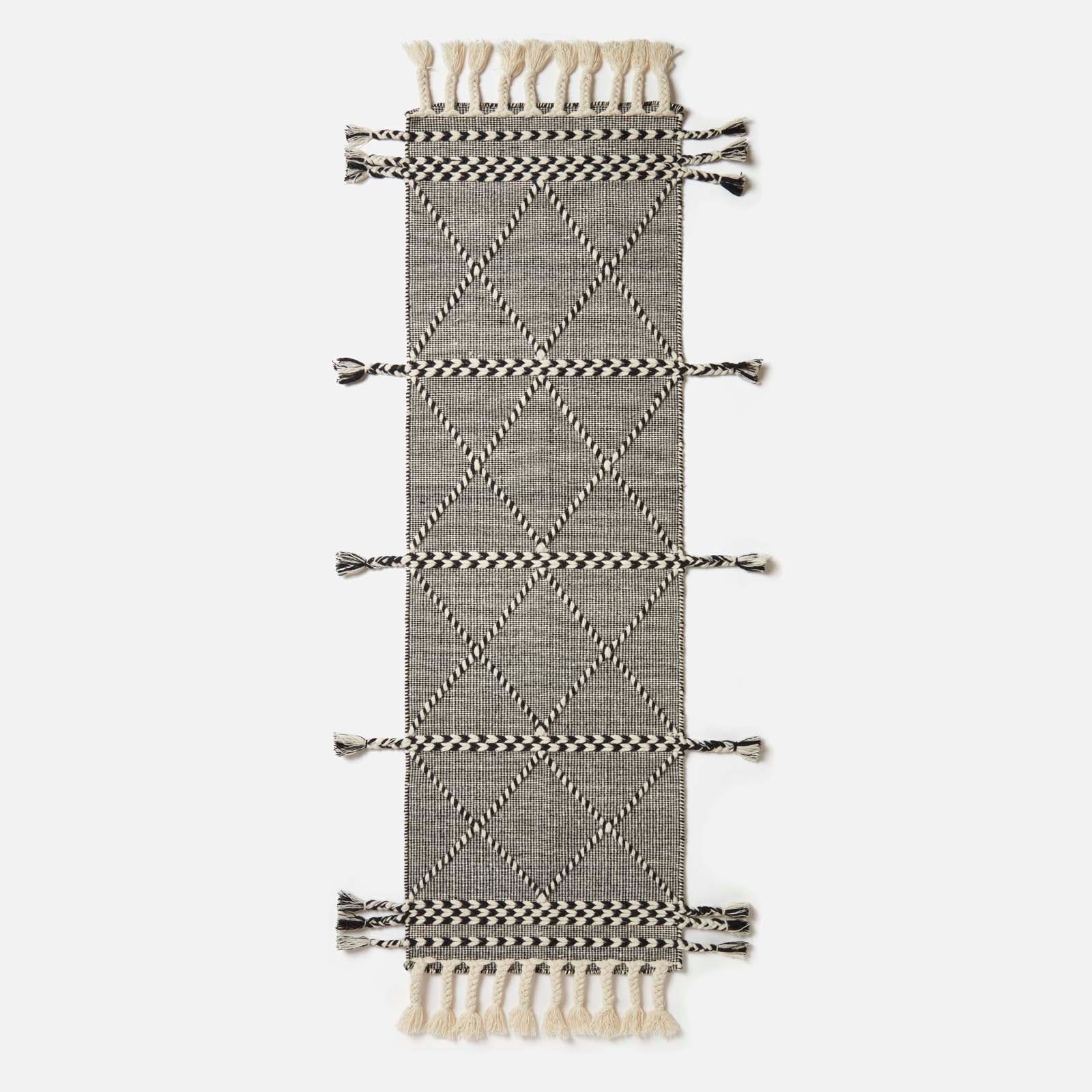 Edessa Black & White Kilim Wool Rug | 200cm | Black & White