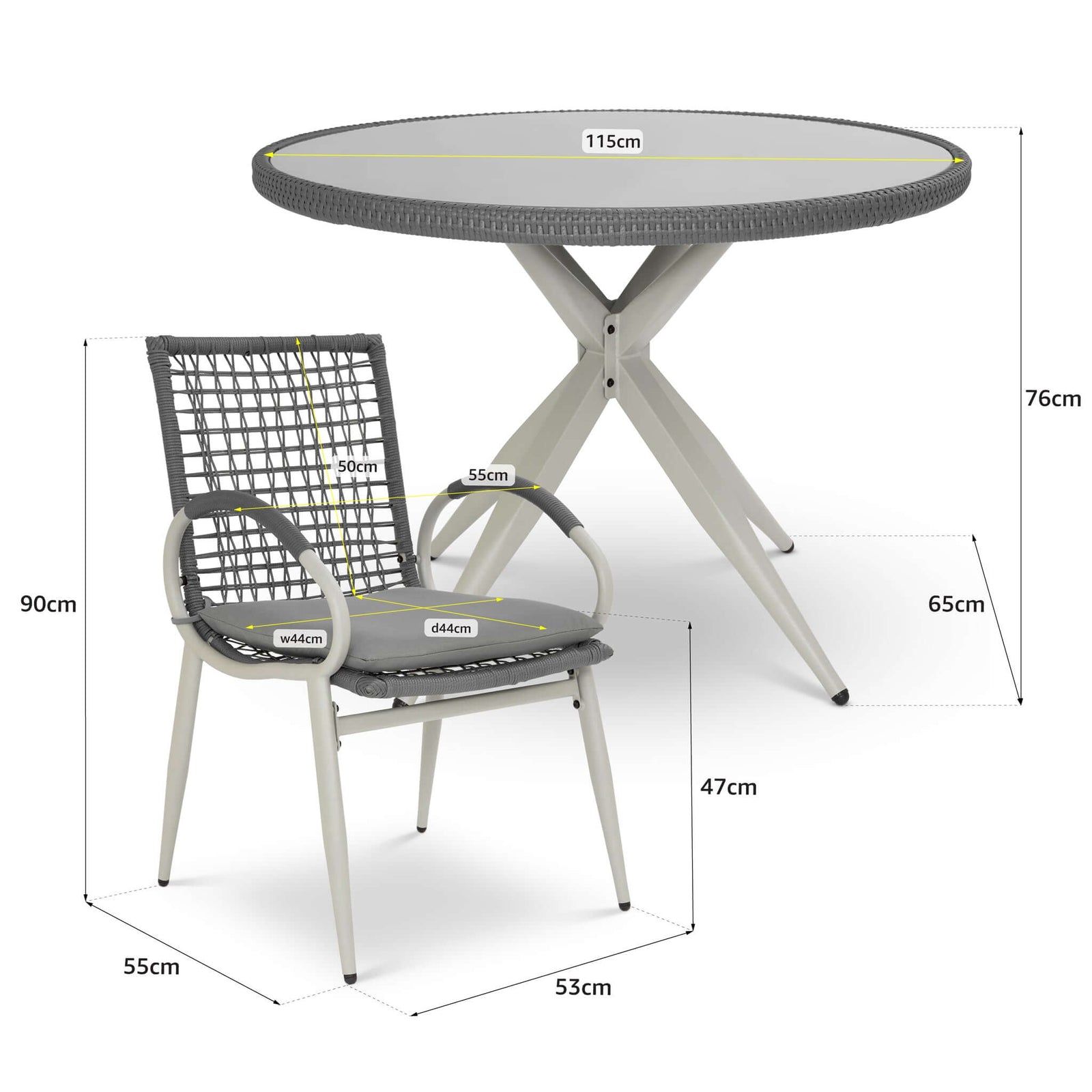 5-piece Rattan Outdoor Dining Set | Grey