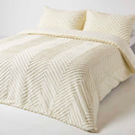 Chevron Cotton Tufted Duvet Cover Set | Super King | Off White