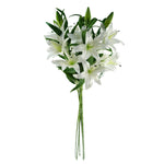 Pack Of 6 X 100cm Artificial Large White Lily Stem 18 Flowers