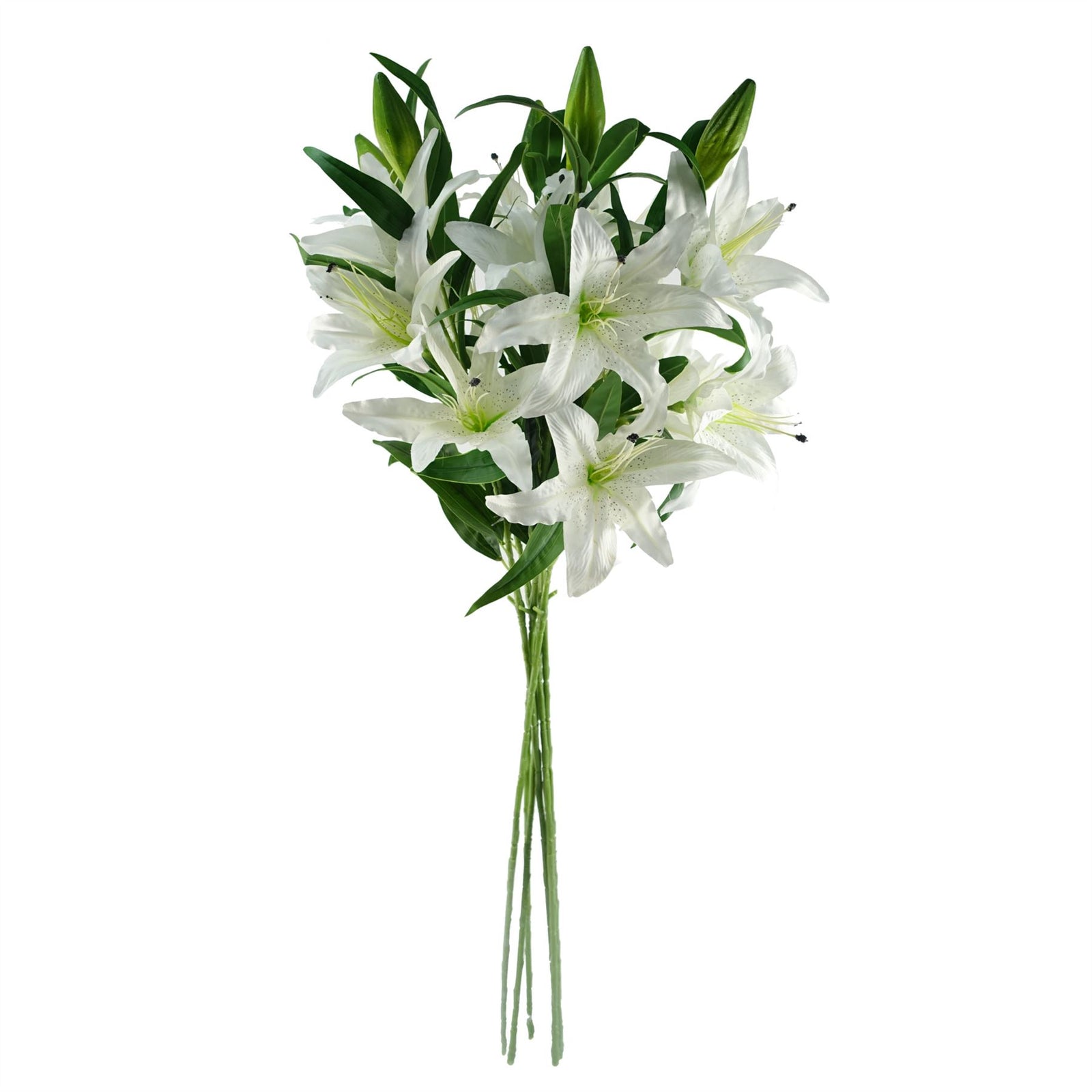 Pack Of 6 X 100cm Artificial Large White Lily Stem 18 Flowers
