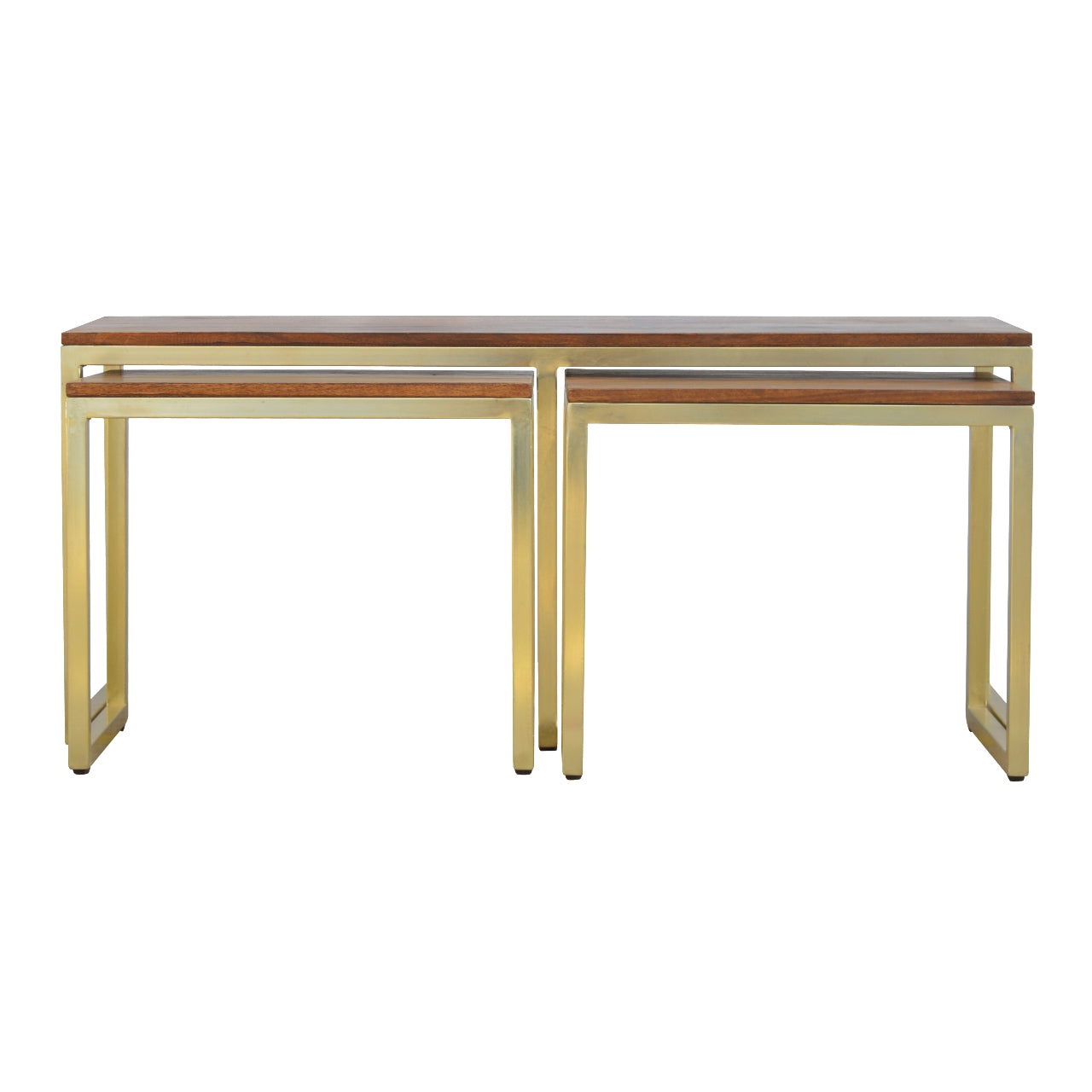 Solid Wood Chunky Gold Table Set Of 3