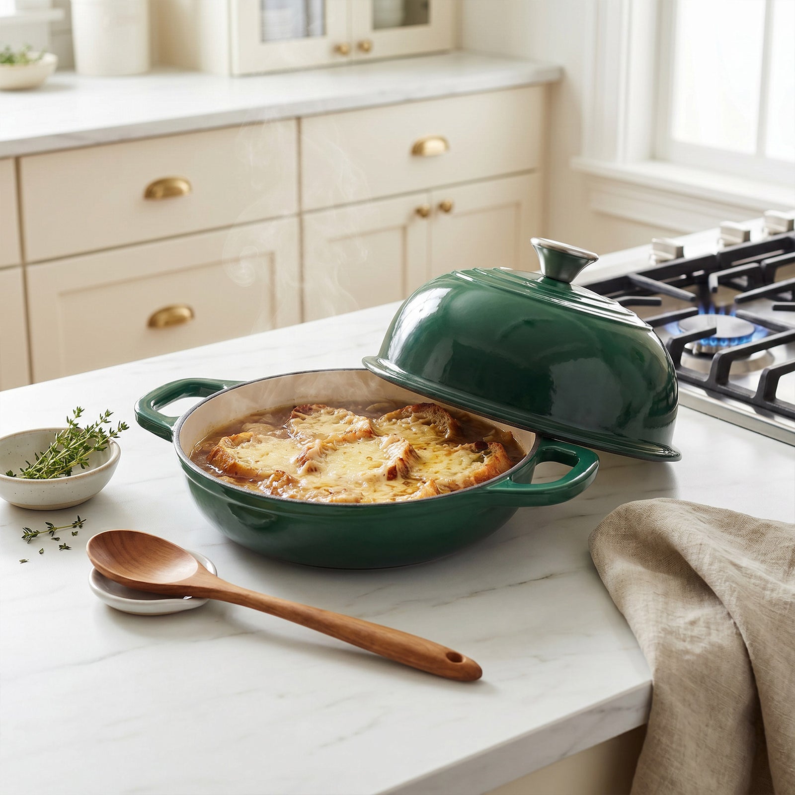 Breeins 4.4l Enamelled Cast Iron Bread Dutch Oven With Dome Lid