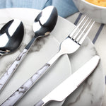 Cutlery Sets 16 Pc Set Knife Fork Spoon Marble Decal Handle