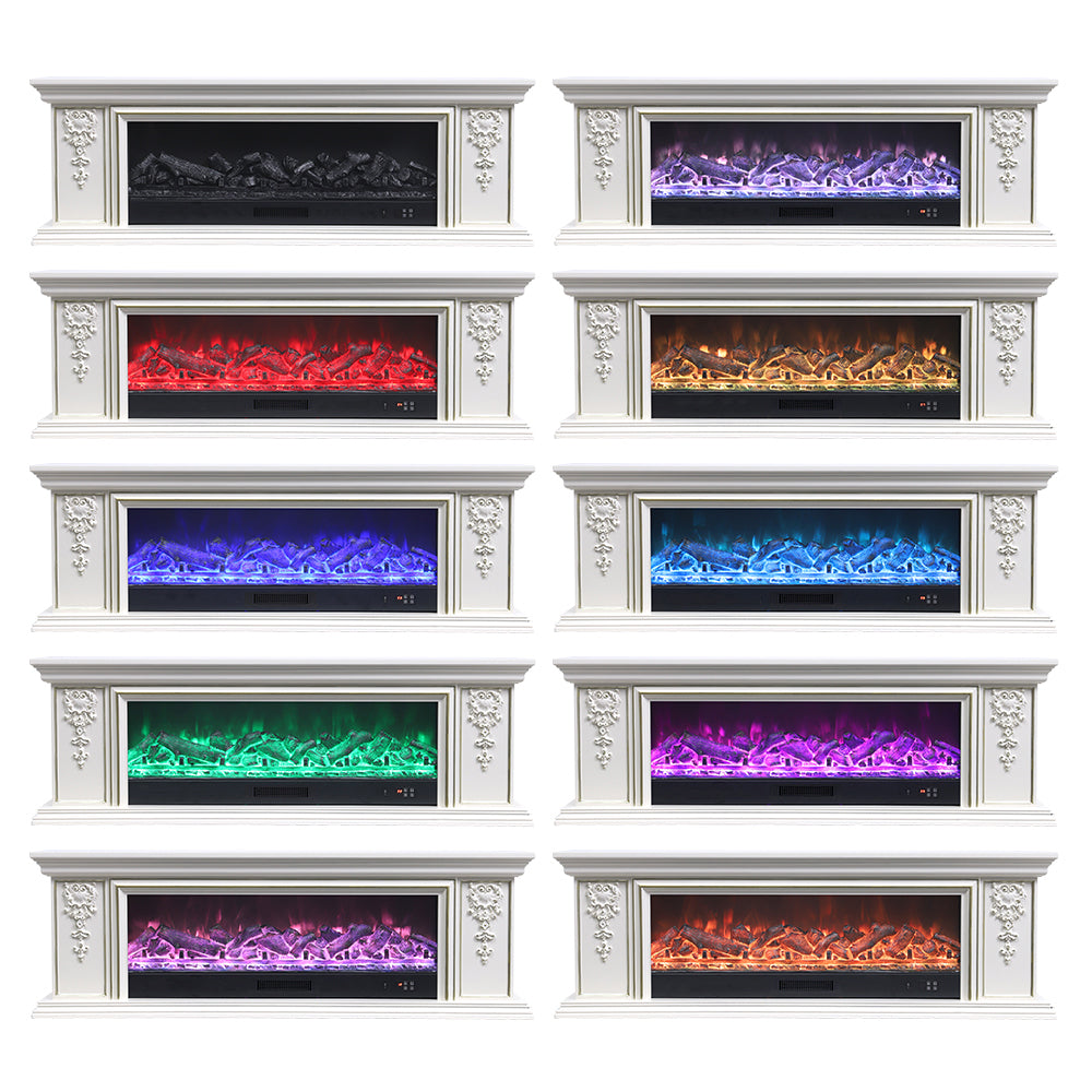 Tv Stand Electric Fireplace With 7 Led Flame Colors, Remote & Wifi Control, 750w/1500w Heater For Rooms Up To 25㎡（with Gold Outline）