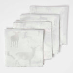 Stag Design Christmas Napkins, Set Of 4 | 43cm x 43cm | Silver