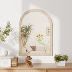 HOMCOM Arched Wall Mirror With Modern Tempered Glass & Polystyrene Beige