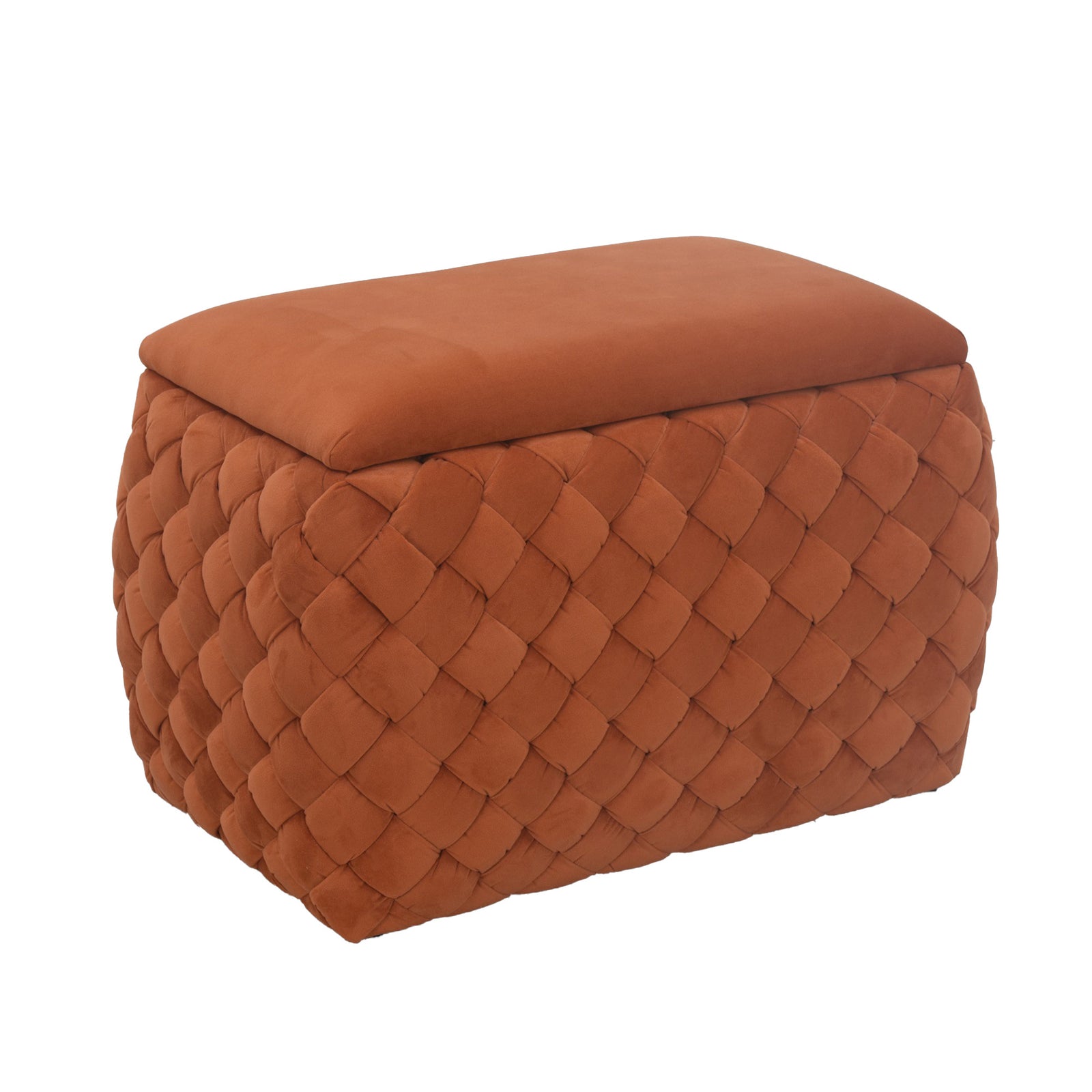 Plumeo Velvet Storage Ottoman | Orange