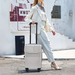 20 Inch Front Opening Suitcase With Tsa Lock And Usb Charging Port | Silver