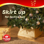Glitter Christmas Tree Skirt Square 48x48cm | Gold