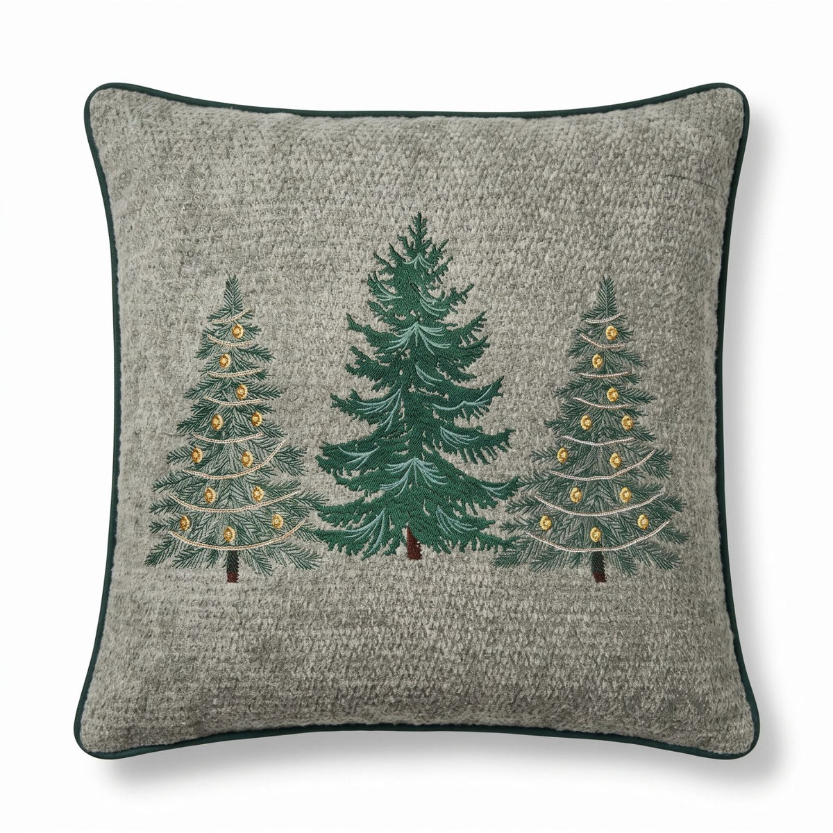 Chenille Feel Christmas 3 Trees Throw Cushion - 45 X 45 Cm