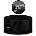 Premium Round Waterproof Garden Furniture Cover, Outdoor Patio Weatherproof Rattan Table & Chair Set Guard | 128 x 71cm | Black