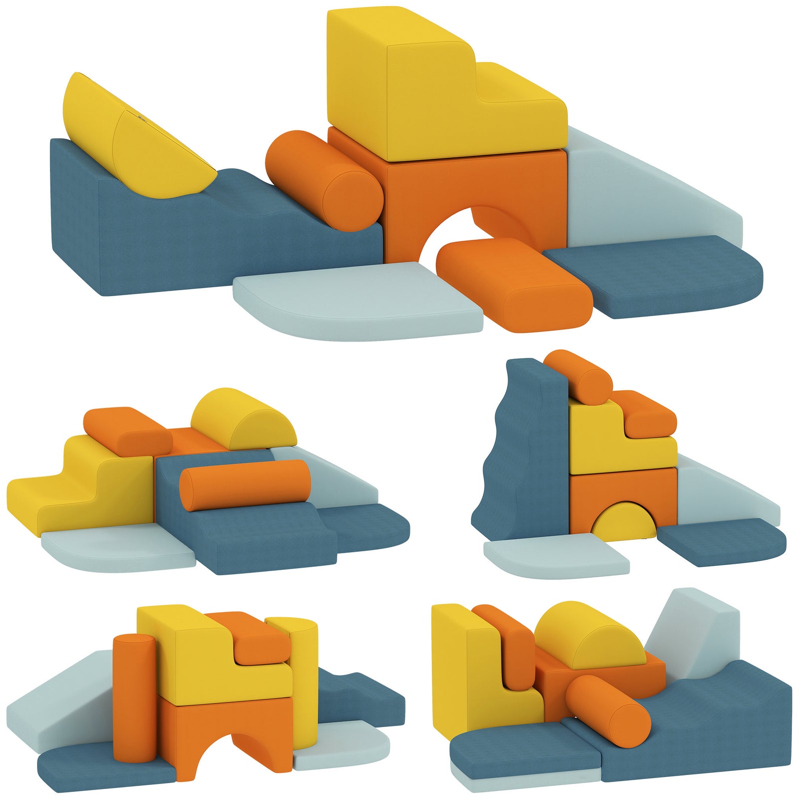 AIYAPLAY 9-piece Soft Play Set With Detachable Cover For Kids Motor Skills