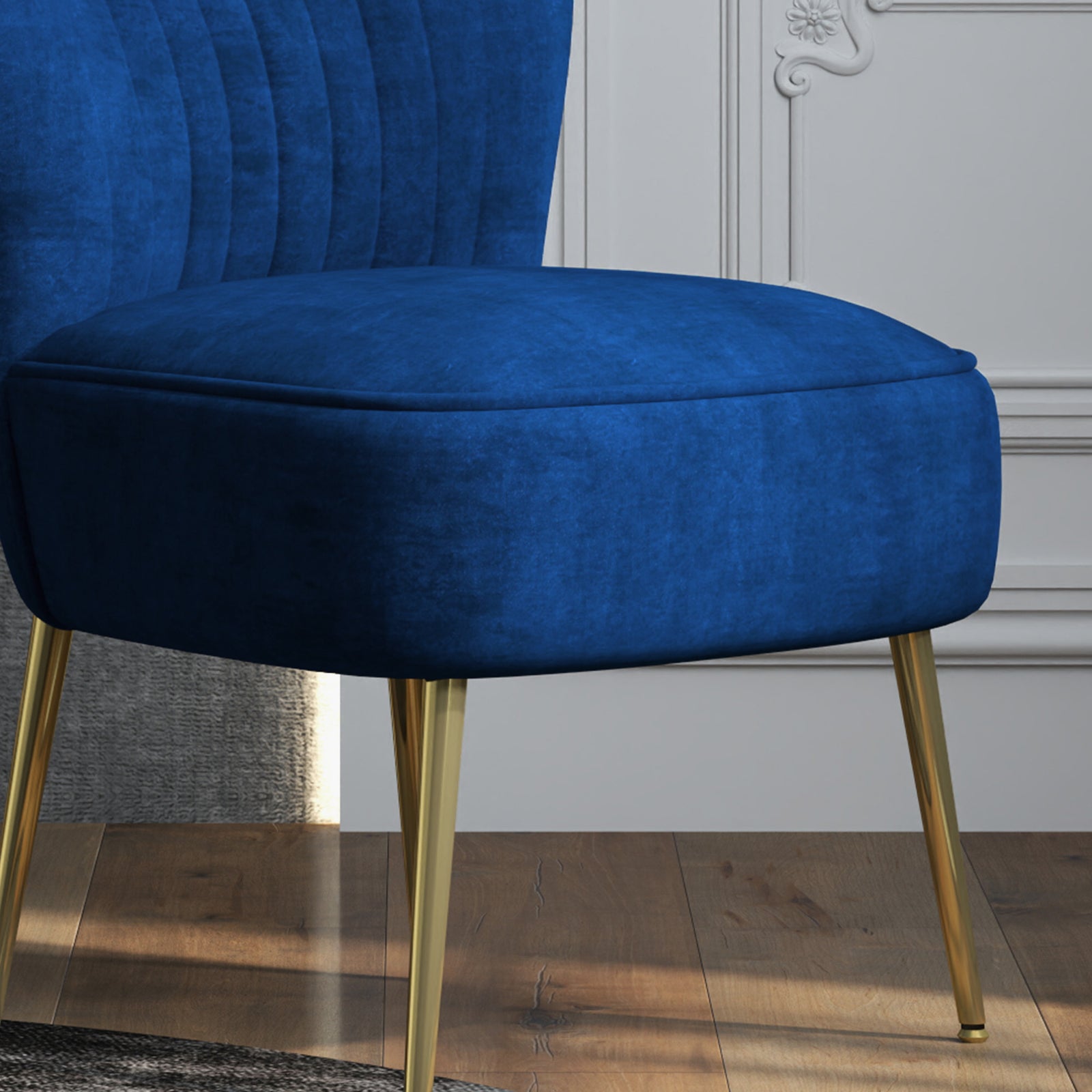 Accent Chair Wingback Armless Chair For Bedroom | Blue