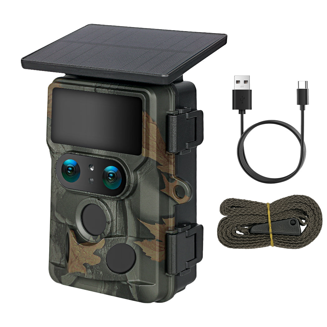 Solar Trail Camera 4k Dual Lens Wifi Bluetooth Night Vision 32gb Card | Camouflage