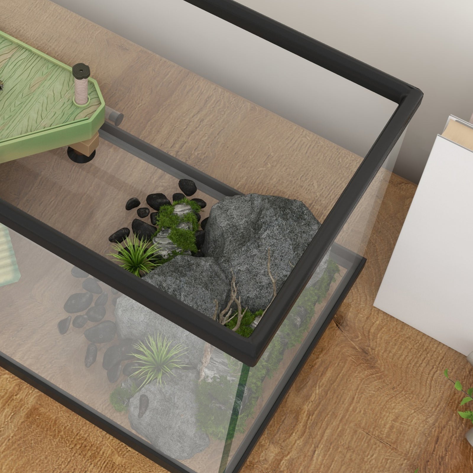 Turtle Tank 28l/50l Glass Turtle Aquarium W/ Easy Drainage, 45 X 25 X 29cm | Black