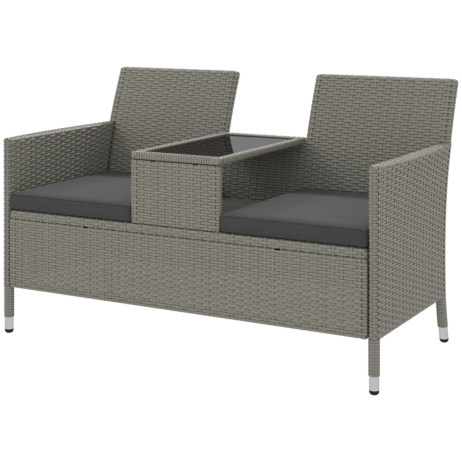 Outsunny Rattan Chair Garden Furniture Patio Companion Love Seat