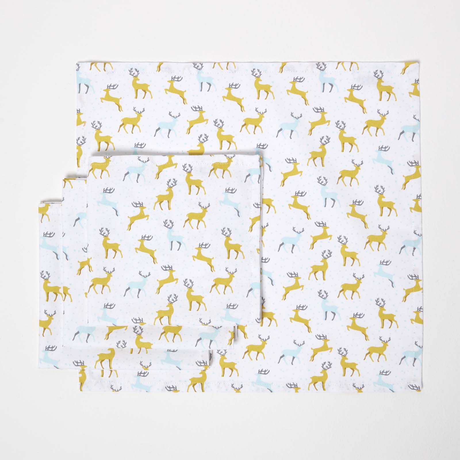 Majestic Stag Grey Christmas Napkins, Set Of 4