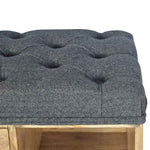 Solid Wood Black Tweed 1 Drawer Bench