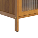 Versatile 6-tier Storage Cabinet With Transparent Doors,bamboo & Mdf Freestanding Organizer For Small Spaces