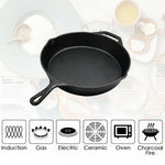 Frying Pan Non Stick Cast Iron 30cm Steak Skillet Round Bbq Grill Camping | Black