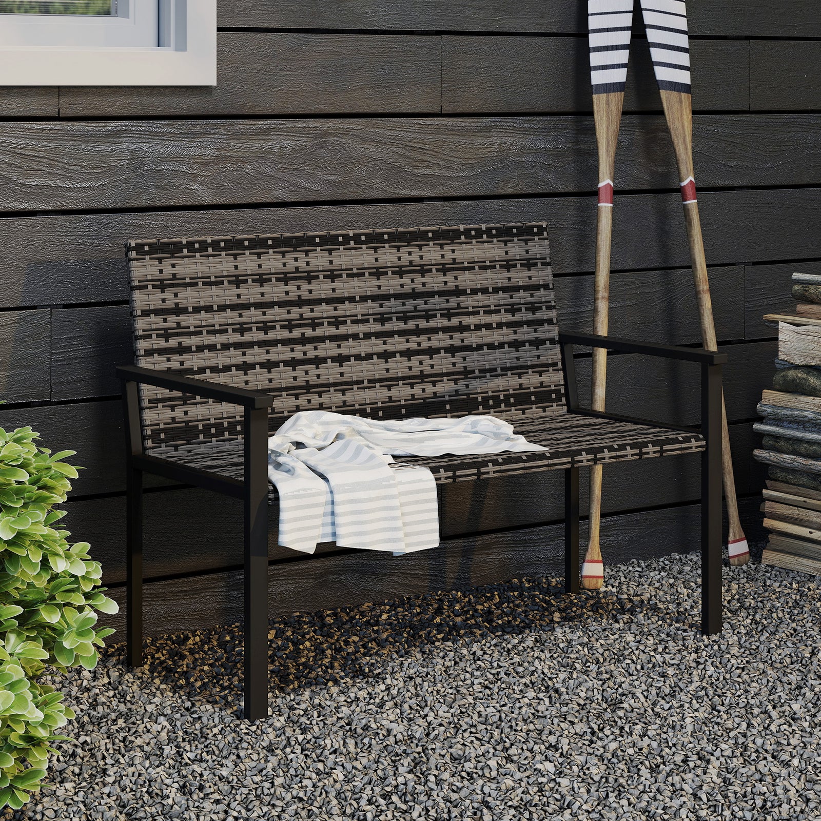 2 Seater Rattan Bench With Quick-drying Padding