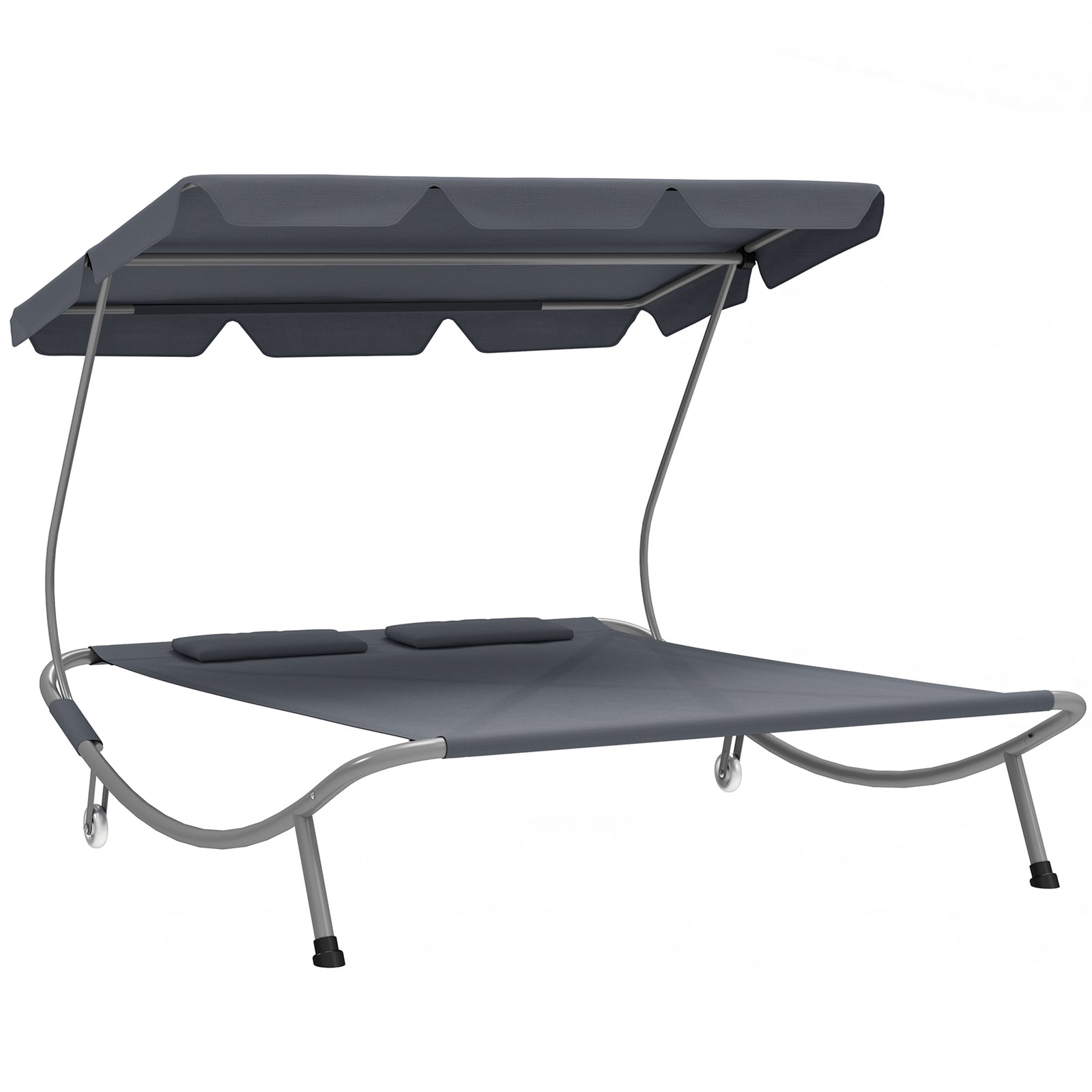 Garden Double Hammock Sun Lounger Day Bed Canopy 2 Pillows