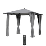 3m X 3m Outdoor Metal Gazebo With Pa-coated Canopy, Solar Led Lights & Remote