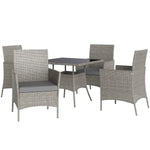 Rattan Outdoor Dining Table And Chairs For 4, Light Grey