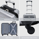 55x35x20cm Cabin Carry On Suitcase Hard Shell Overhead Luggage 100+ Airlines Approved | Cabin | Silver Grey
