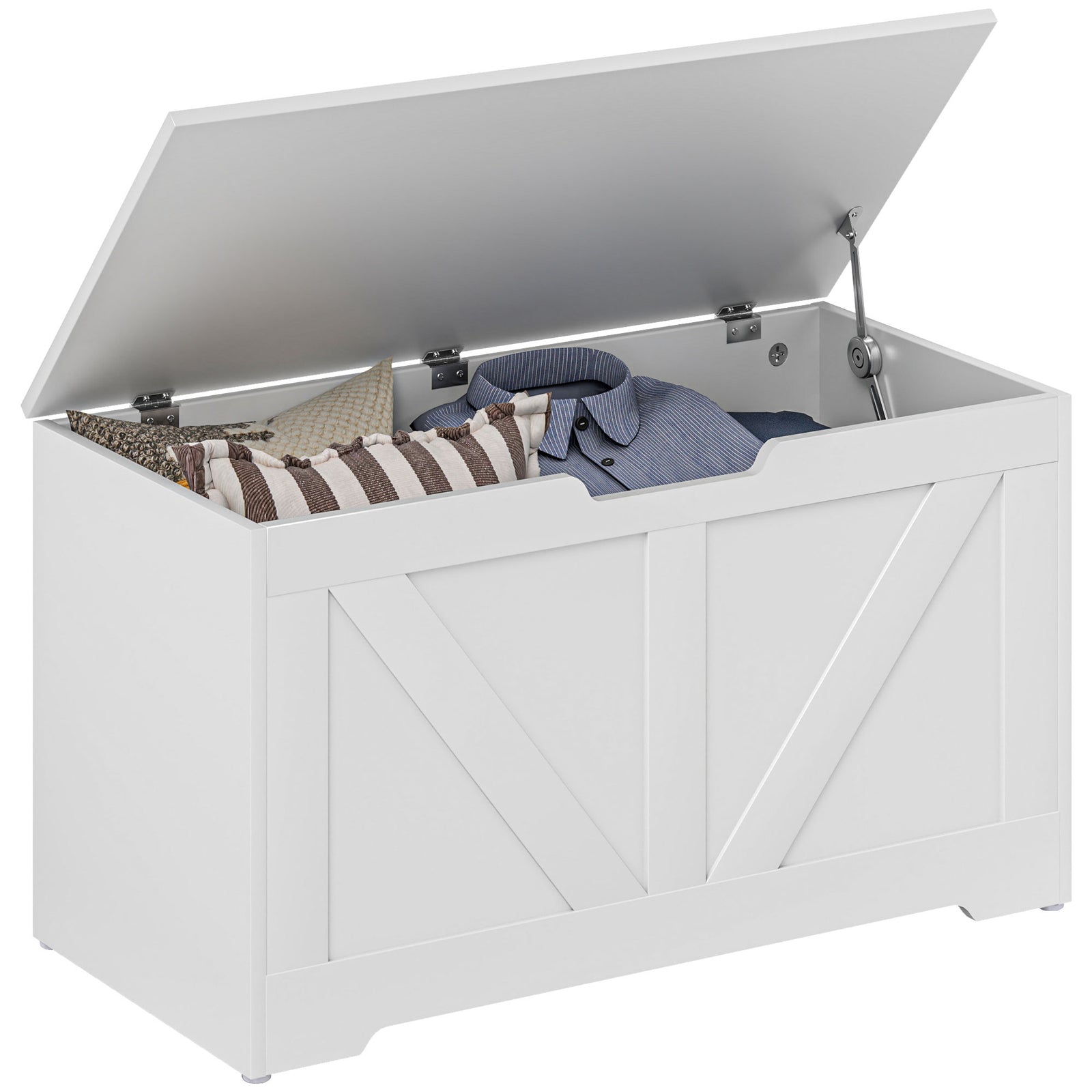 Storage Trunk For Living Room, With Safety Hinges 80cm | One Size | White