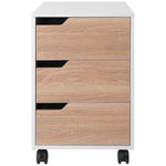 Mdf Mobile File Cabinet With 3 Drawers Locking Wheels | One Size | Brown