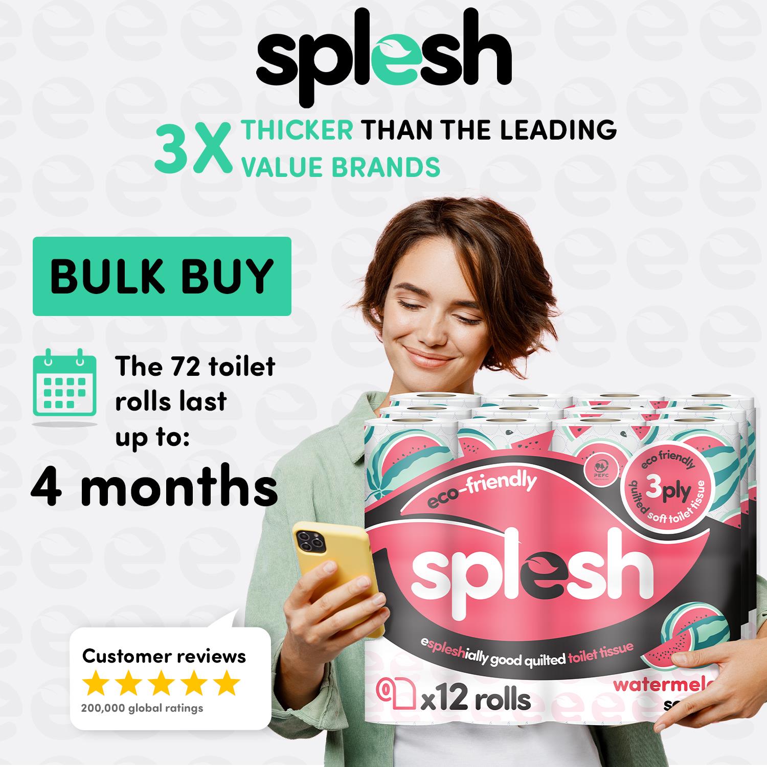 Quilted Toilet Roll Watermelon 3-ply Toilet Paper 72 Rolls