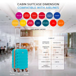 55x35x20cm Cabin Carry On Suitcase Hard Shell Overhead Luggage 100+ Airlines Approved | Cabin | Aqua