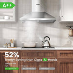 60cm Chimney Cooker Hood Wall Mounted Range Hood Extractor Hood With Led