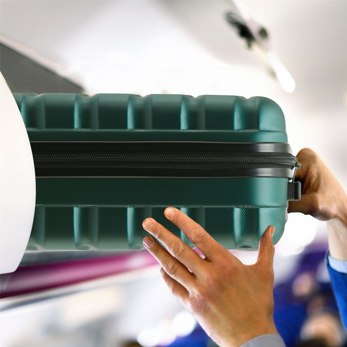 Set Of 3 Hard Shell Suitcase Cabin & Check In Cases With Tsa Lock - Overhead Cabin With Medium & Large Check-in Bag | Set of 3 | Forest Green