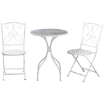 Outsunny 3 Pieces Bistro Set, Folding Chairs, Mosaic Table, White