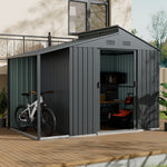 Breeins Outdoor Galvanized Steel Storage Shed With Lean-to