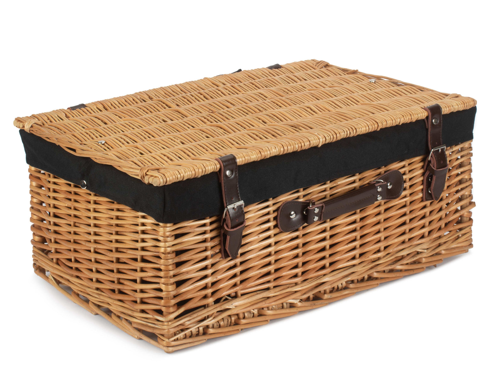 Wicker 55cm Buff Empty Picnic Basket Unlined | Black