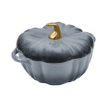 Enamelled Cast Iron Pumpkin Dutch Oven With Lid And Handles | Grey