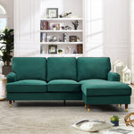 Woodbury 218cm Reversible Velvet Fabric Corner Sofa | 3 | Green