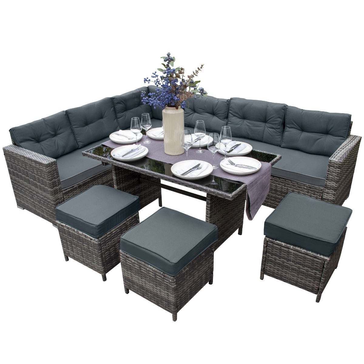Rattan Corner Set | Grey